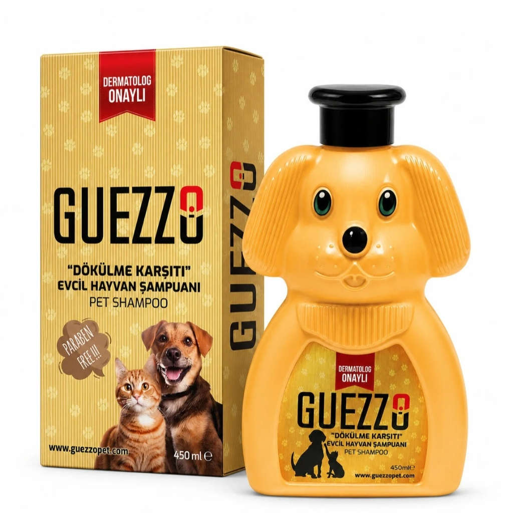 Guezzo şampuan şişesi ve kutusu